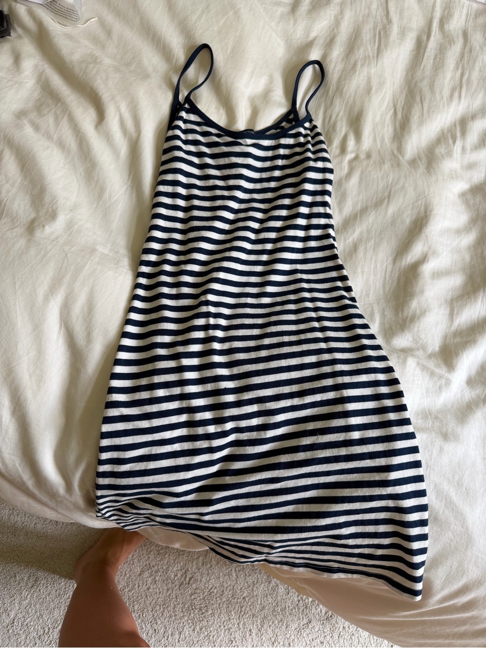 Brandy Melville Navy & White Striped Mini Slip Dress